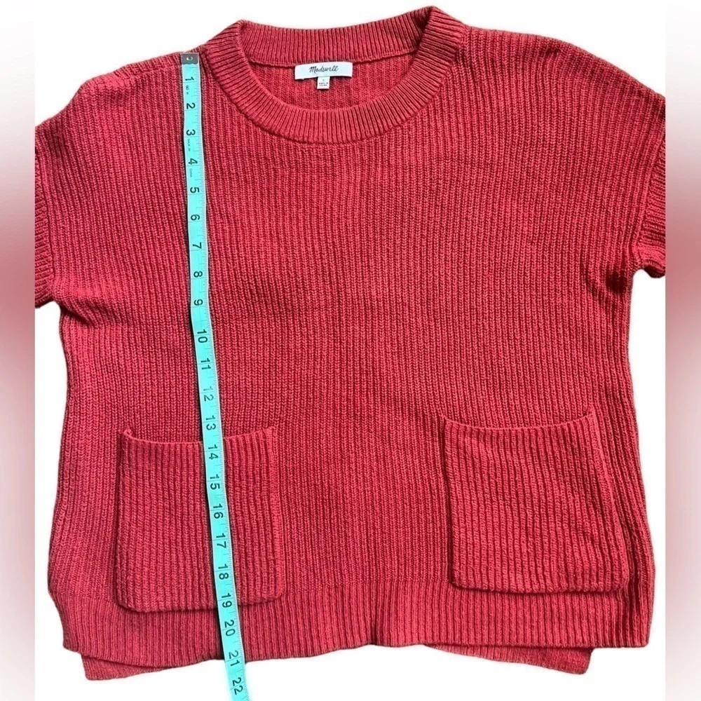 Madewell Chunky Knit Rust/Orange/Red Crew Neck Sweater, Size small. - Picture 9 of 10